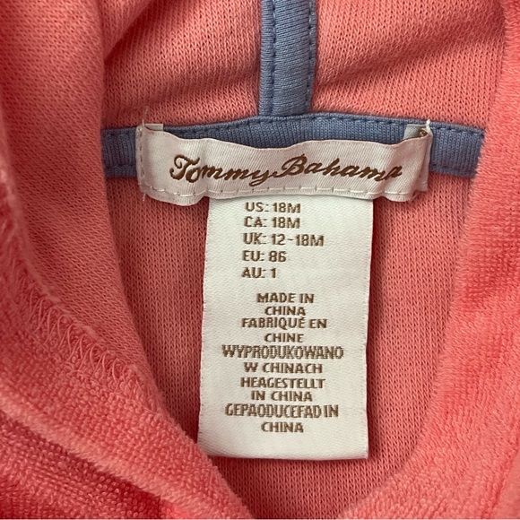{Tommy Bahama} Hooded Short Sleeve Swim Cover Up in Pink - Baby Girl 18 Months - Picture 4 of 8